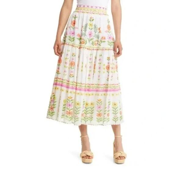 NWOT Anthropologie Banjanan Agatha Midi Skirt in Flora Summer Women's Sz S Boho - Picture 2 of 10